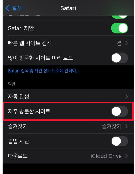 아이폰 사파리 방문 기록 삭제