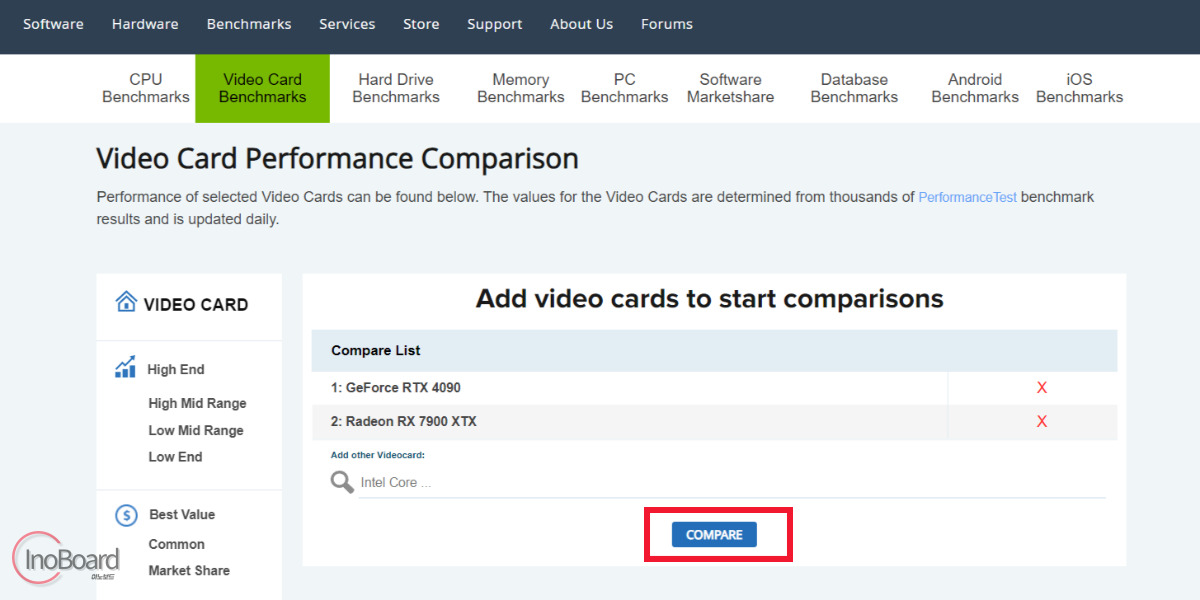 PassMark GPU CPU 순위 비교
